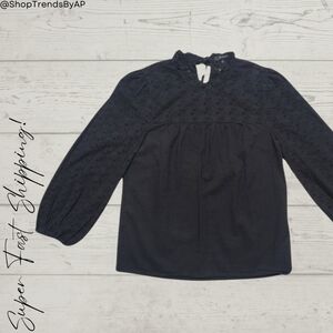 Madewell Black Eyelet Top